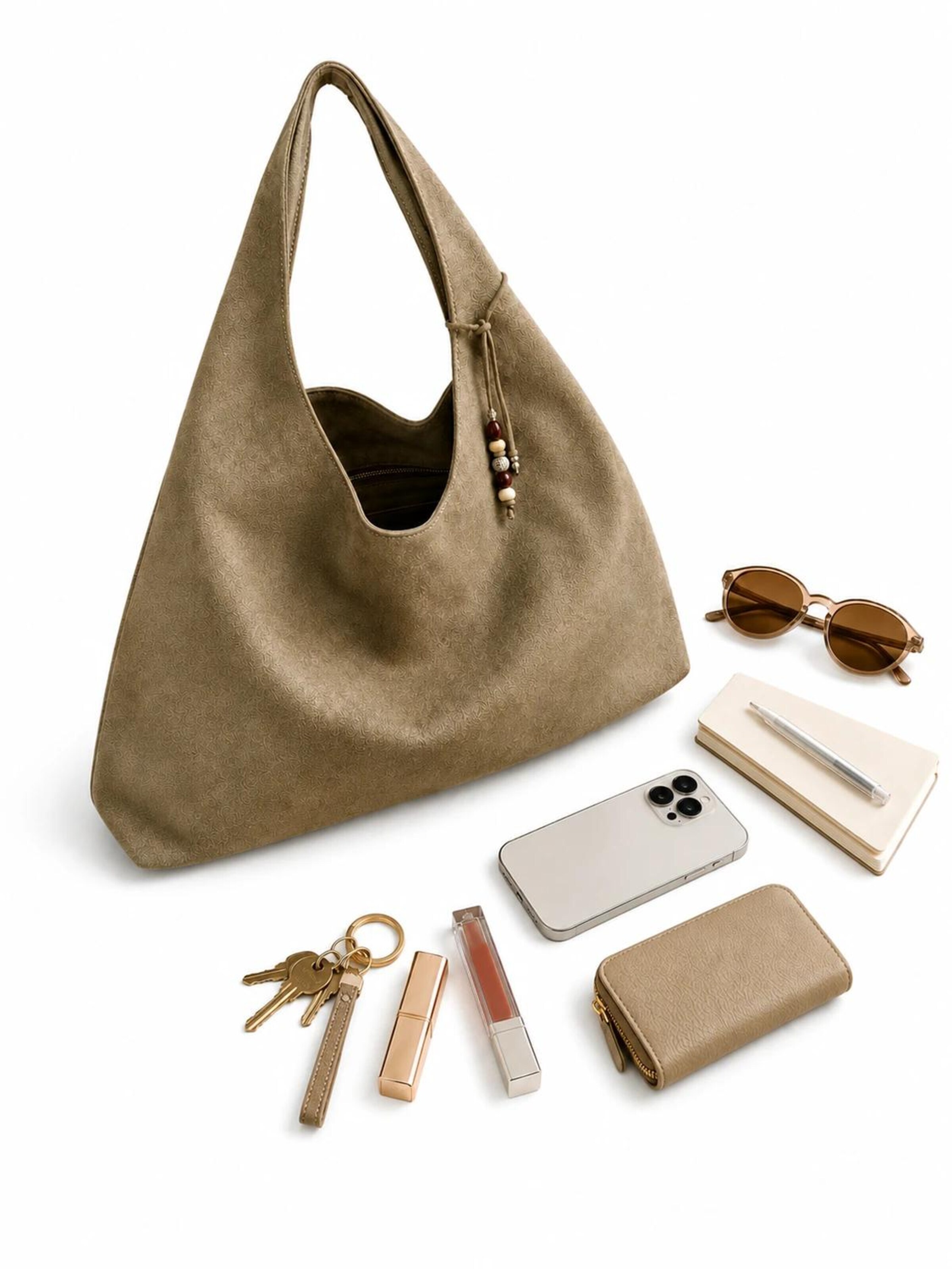 HNK Schoudertas 'Hobo-Tasche Taupe' in Grijs