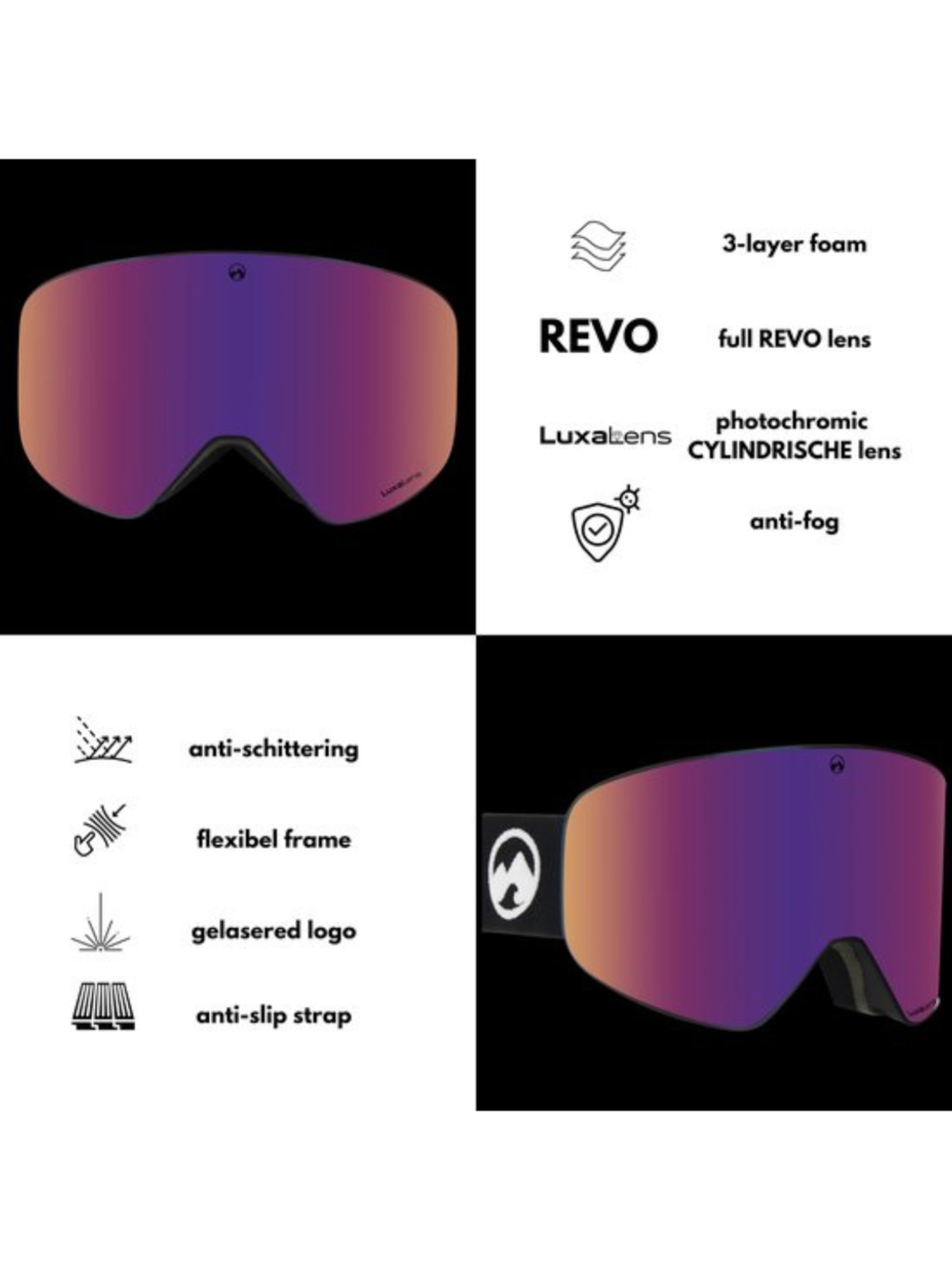 Mowmow - Gafas deportivas 'MowMow STEALTH Ski Goggles - Photochromic Lens - ECO: Bioresin Frame & Recycled - UV400 - Unisex' en lila