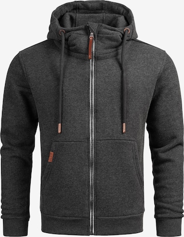 Alessandro Salvarini Zip-Up Hoodie 'Geenio' in Grey: front