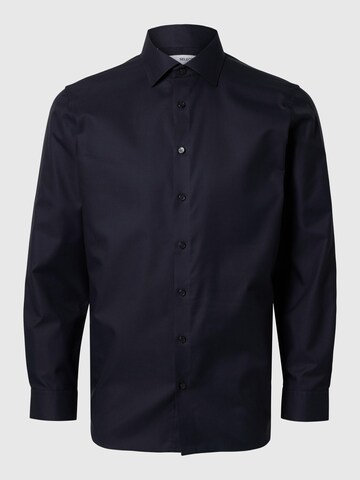 SELECTED HOMME Button Up Shirt 'SLHLux' in Blue: front