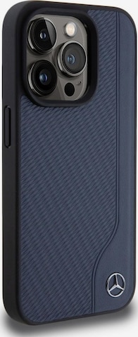 Protection pour Smartphone 'Mercedes MagSafe Wood Imitation Leather' Mercedes en bleu : devant