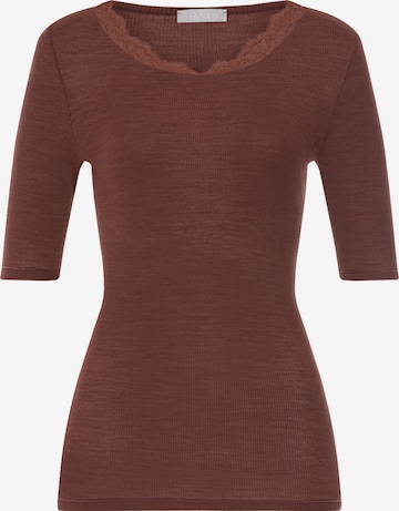 T-shirt ' Woolen Lace ' Hanro en marron : devant