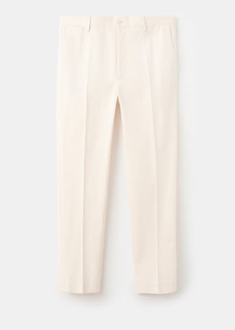 MANGO MAN Regular Pleat-Front Pants in White
