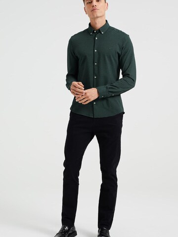 WE Fashion Slim fit Button Up Shirt in Green