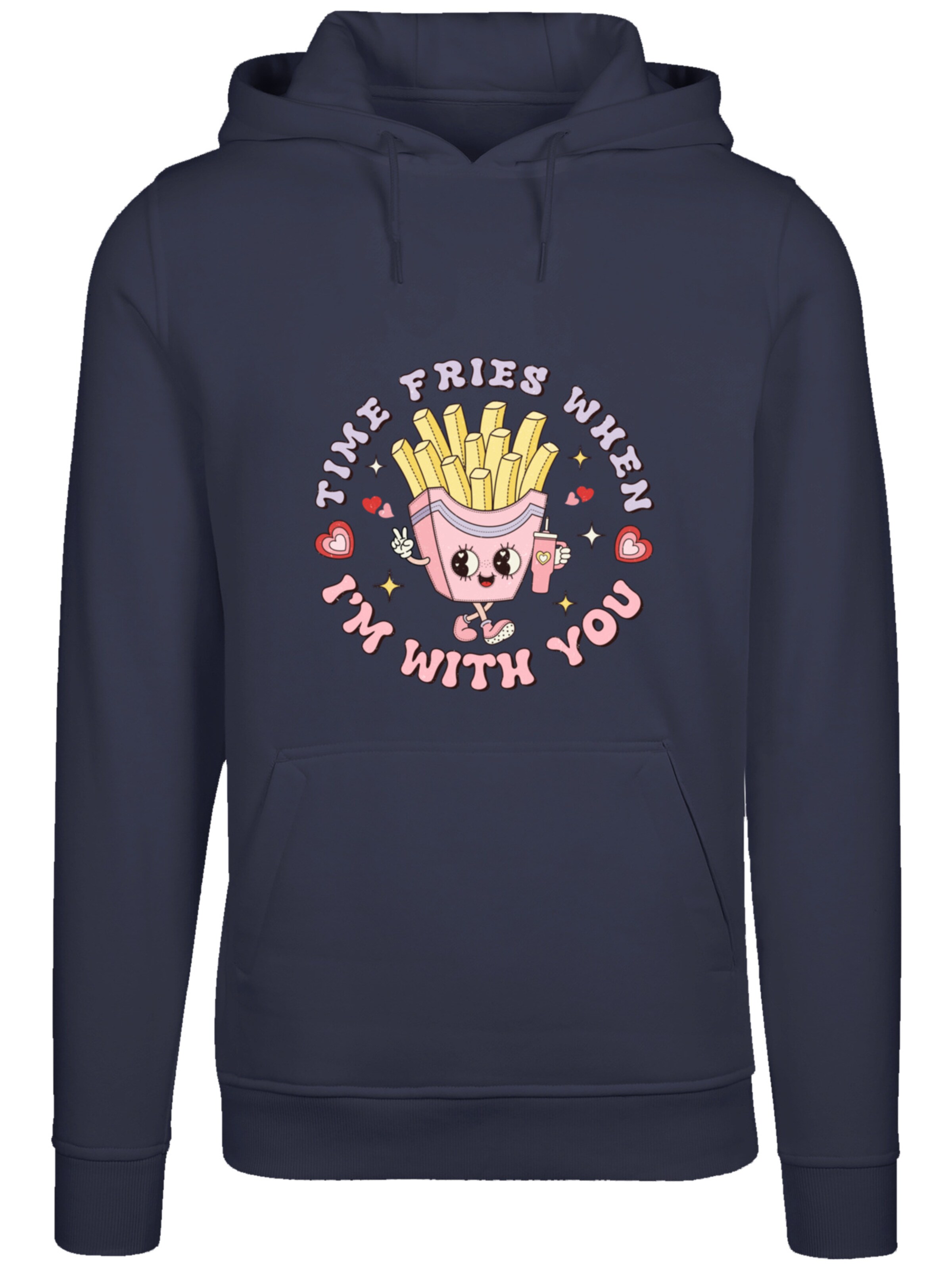 F4NT4STIC Sweatshirt 'Time Fries when I am with you Valentinstag' in Blauw: voorkant