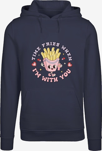 Sweat-shirt 'Time Fries when I am with you Valentinstag' F4NT4STIC en bleu : devant