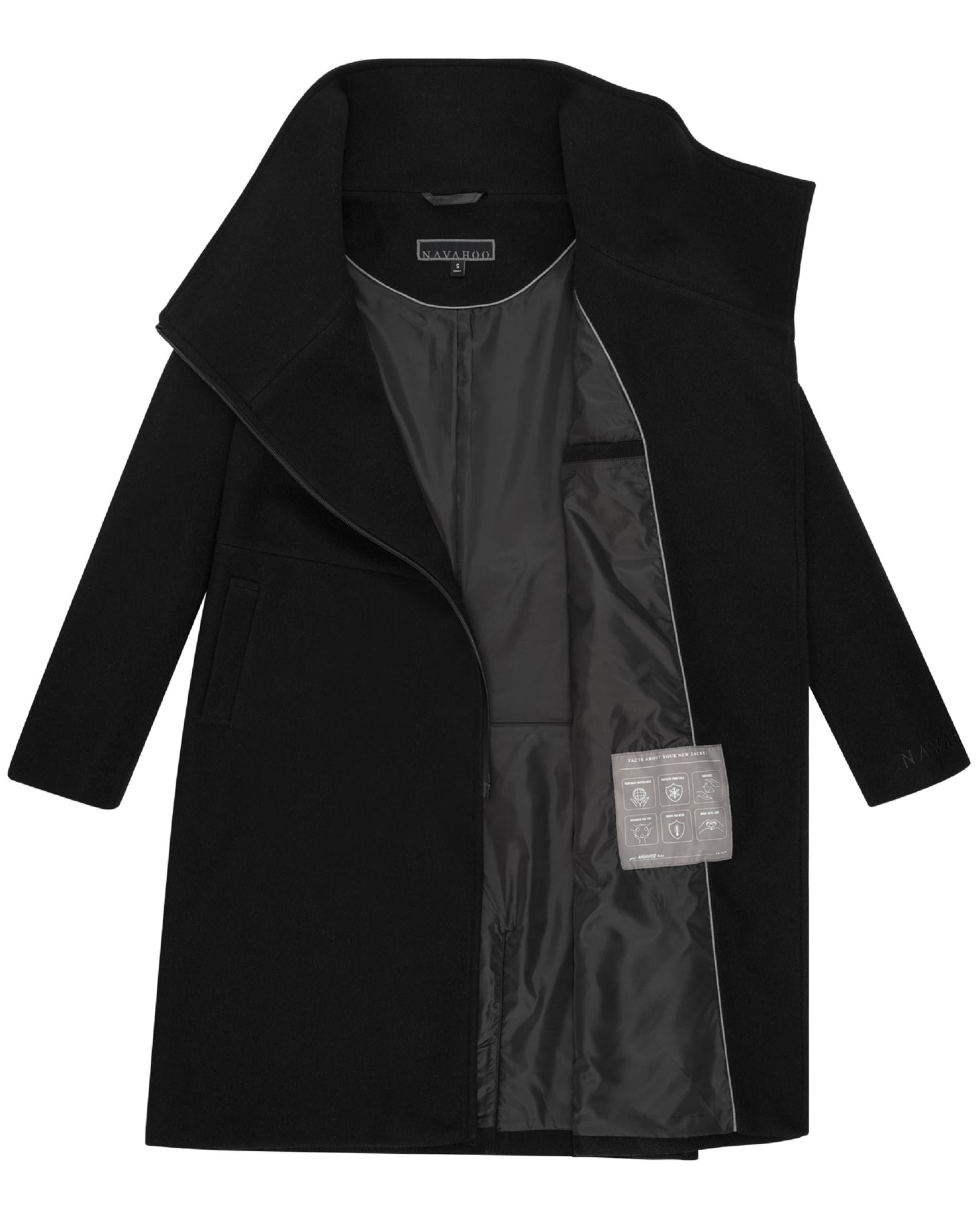 NAVAHOO Between-seasons coat 'Samtrose' in Black