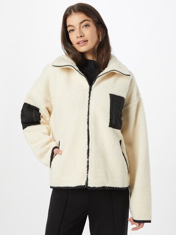 Cotton On Fleece jas 'BIGGIE' in Wit: voorkant