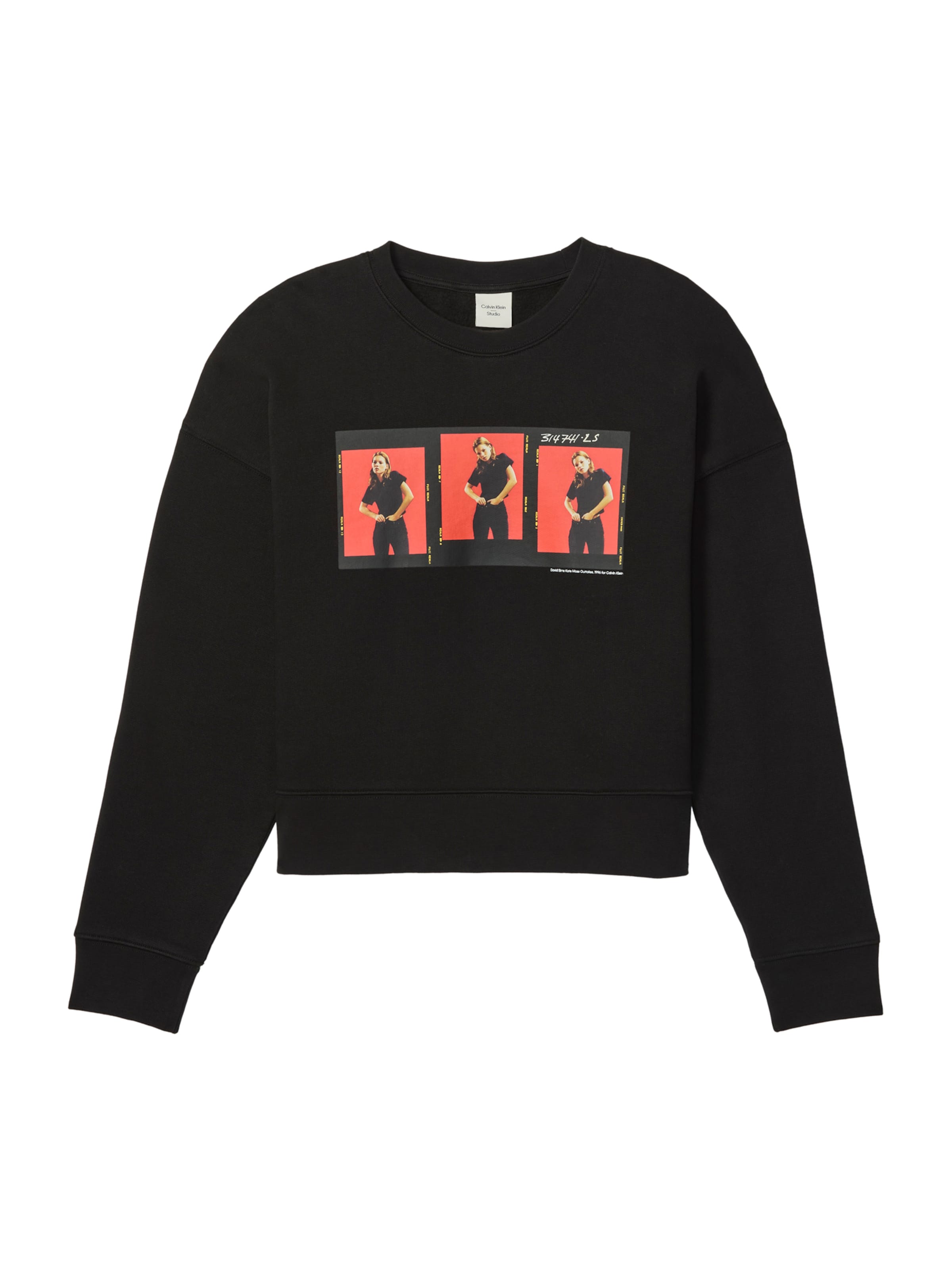 Bluză de molton 'OUTTAKES' de la Calvin Klein pe negru: față