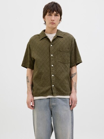 JACK & JONES Comfort fit Button Up Shirt in Green: front