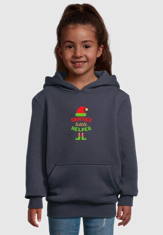 Merchcode Sweatshirt 'Christmas Santa´s Little Helper' in Blau: Vorderseite