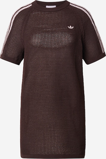 Megzta suknelė iš ADIDAS ORIGINALS, spalva – tamsiai ruda / balta, Prekių apžvalga