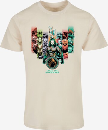 ABSOLUTE CULT Shirt 'Aquaman - Unite The Kingdoms' in Beige: voorkant