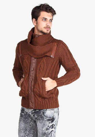 CIPO & BAXX Knit Cardigan in Brown: front