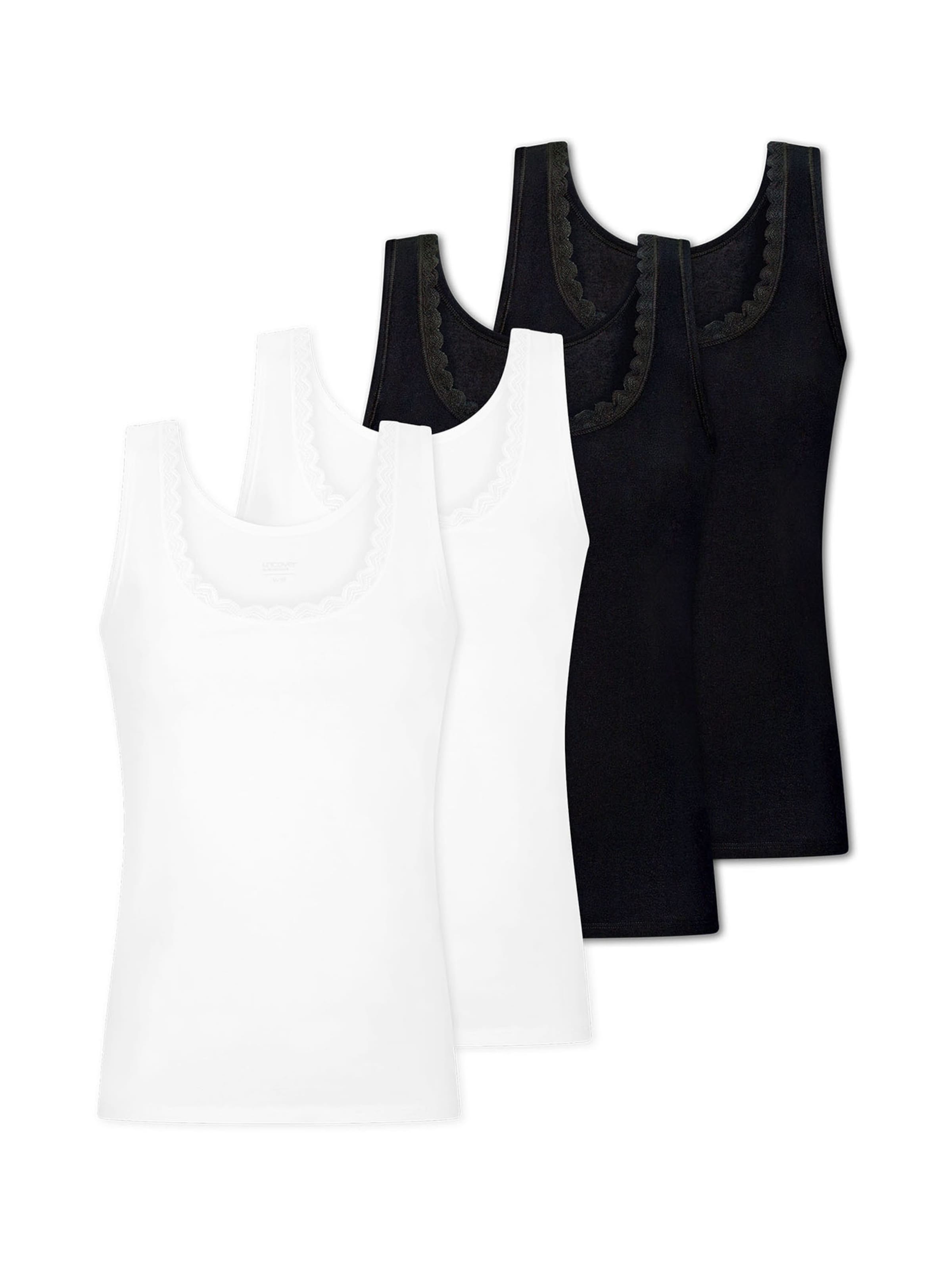 Maillot de corps ' Cotton Lace ' uncover by SCHIESSER en noir : devant