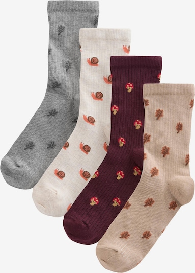 Next Socken in beige / grau / dunkelrot / weiß, Produktansicht