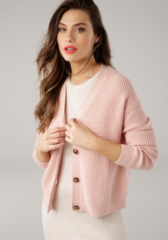 LAURA SCOTT Knit Cardigan in Pink: front