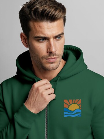 Neverless Zip-Up Hoodie 'Sun Wave Batch' in Green