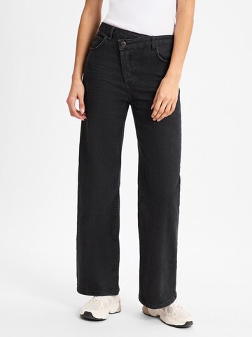 Wide Leg Jean OPUS en noir : devant