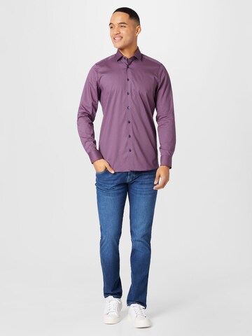 OLYMP Regular fit Button Up Shirt 'Level 5' in Purple