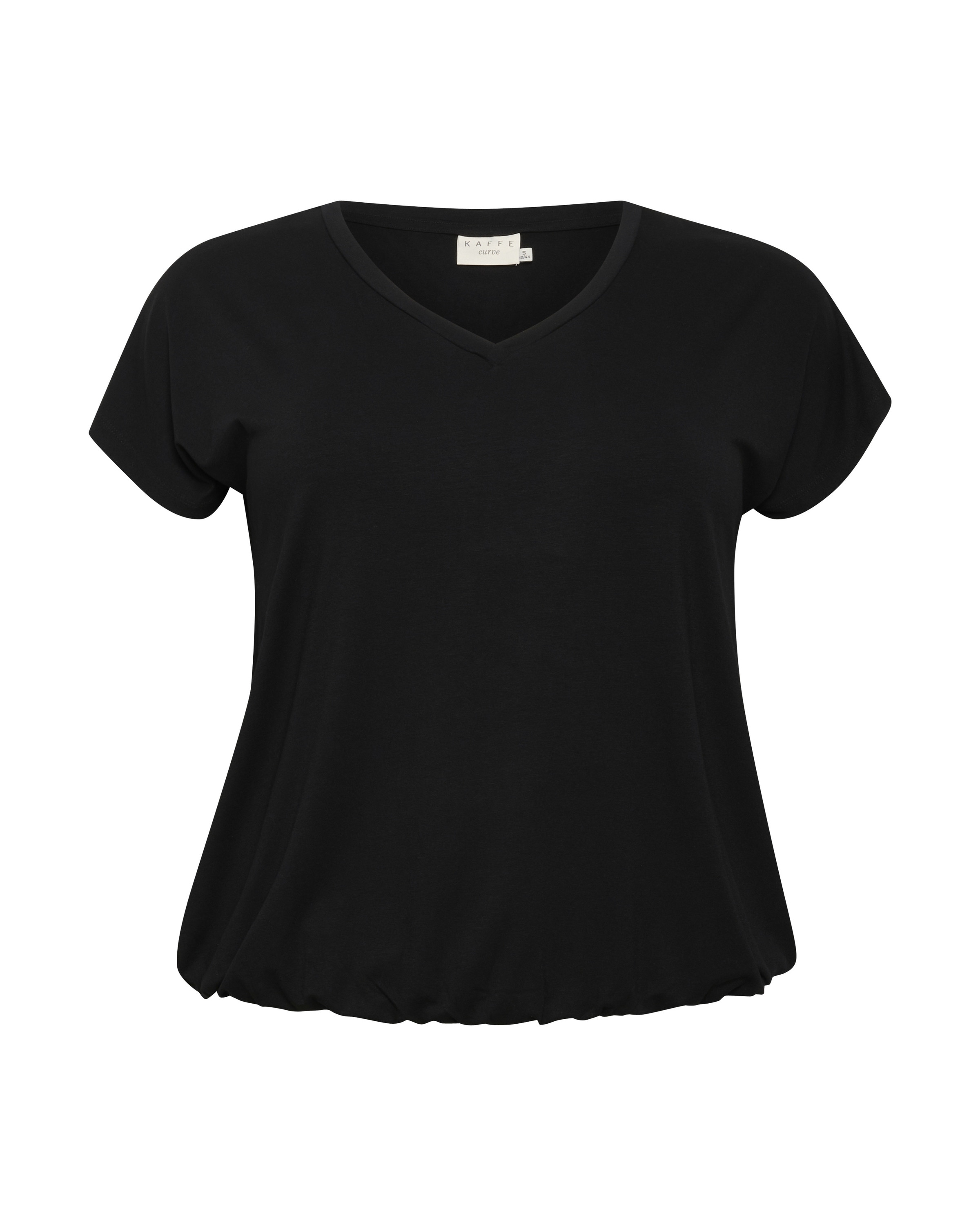 Tricou 'Jena' de la KAFFE CURVE pe negru: față