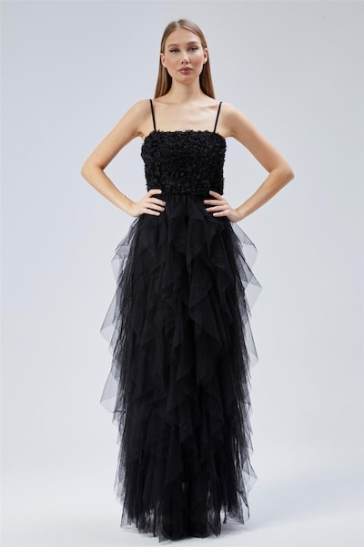 HOME STORE Evening dress 'Çiçek Kabartmalı Uzun Elbise' in 40 in Black, Item view