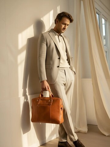 NEGOTIA Leather Laptop bag 'Sorel' in Brown: front