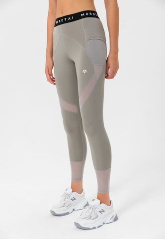 MOROTAI Skinny Sportbroek 'Naka' in Grijs: voorkant