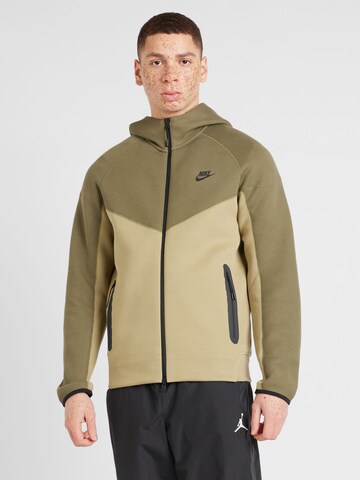 Nike Sportswear Zip-Up Hoodie 'TCH FLC' in Green: front