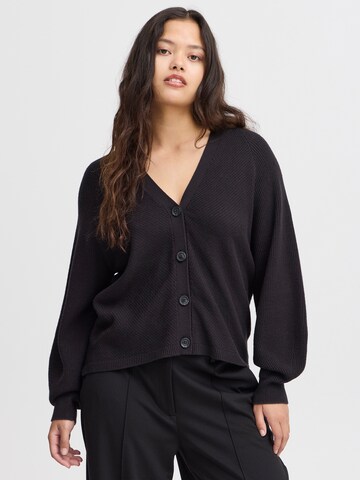 ICHI Knit cardigan 'IH Boston' in Black: front
