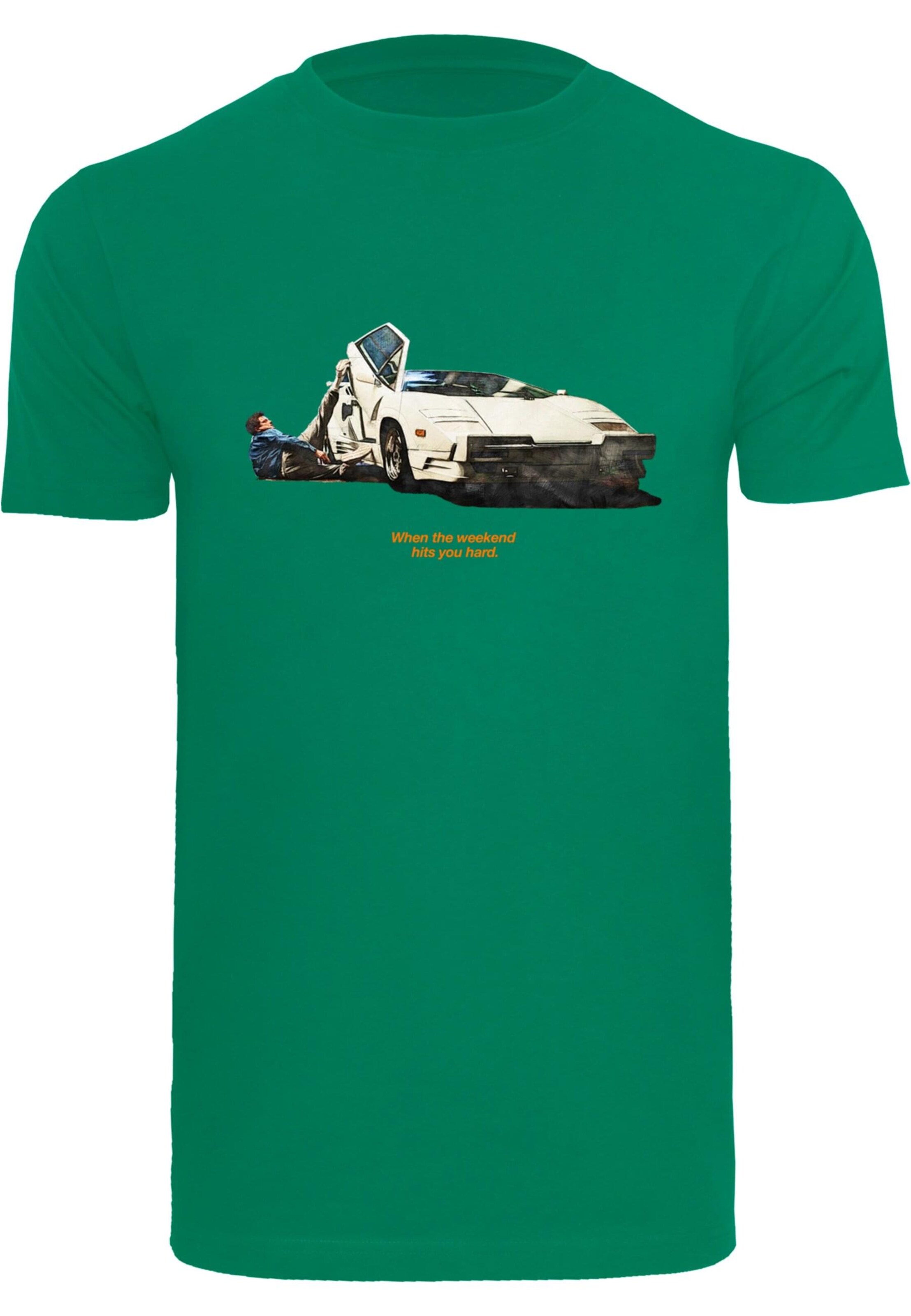 T-Shirt 'Weekend Wolf' Mister Tee en vert : devant