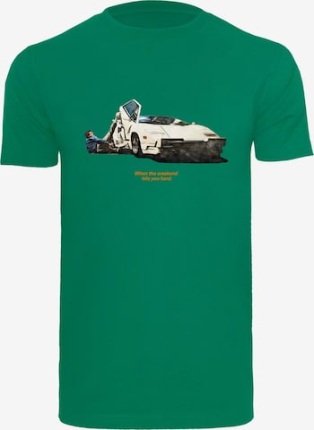 Mister Tee Shirt 'Weekend Wolf' in Green: front