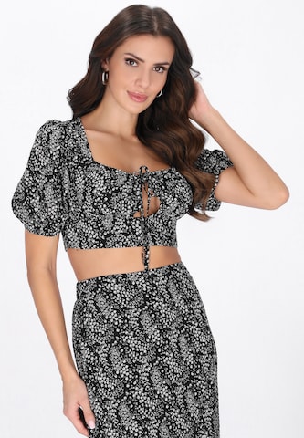 faina Blouse 'Festive' in Zwart: voorkant