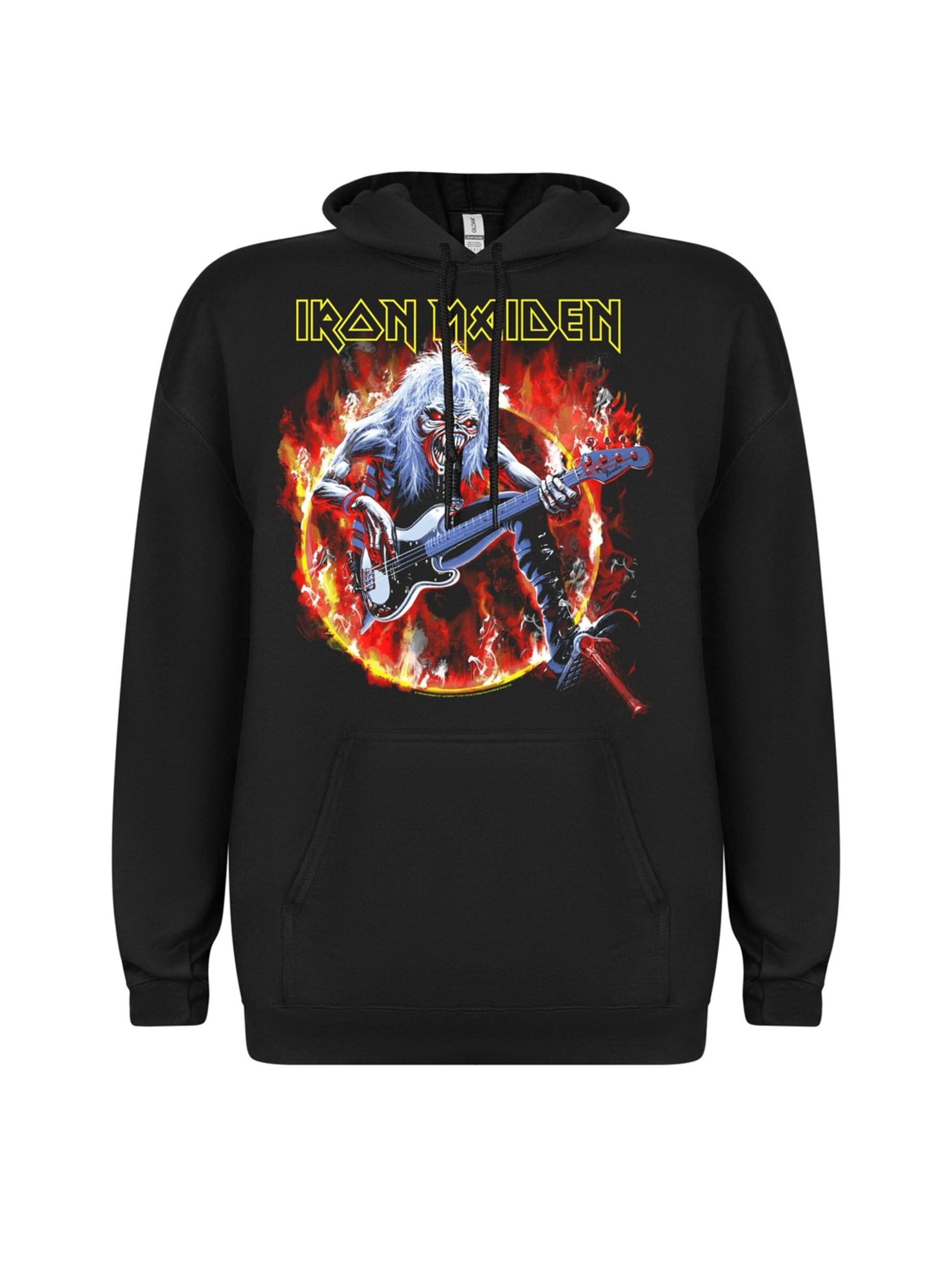 Iron Maiden Sweatshirt 'Iron Maiden Eddie Live Flames Kapuzenpullover' in Black: front