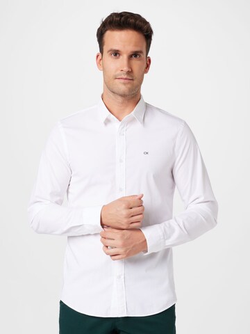 Calvin Klein Slim fit Button Up Shirt in White: front