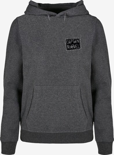 ABSOLUTE CULT Sweat-shirt 'Captain Marvel - Chest Patch' en graphite / noir / blanc, Vue avec produit