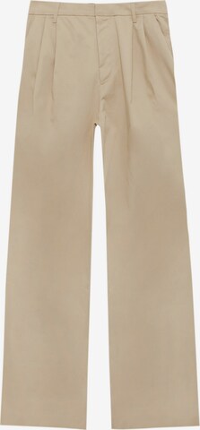 Pull&Bear Loosefit Veckad byxa i beige: framsida