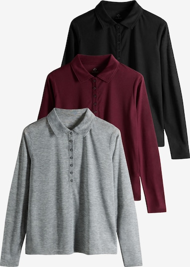 The Set Poloshirt in XS in navy / graumeliert / burgunder, Produktansicht