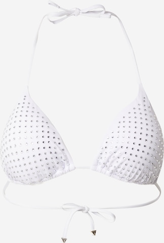 GUESS Triangle Bikini Top in White: front