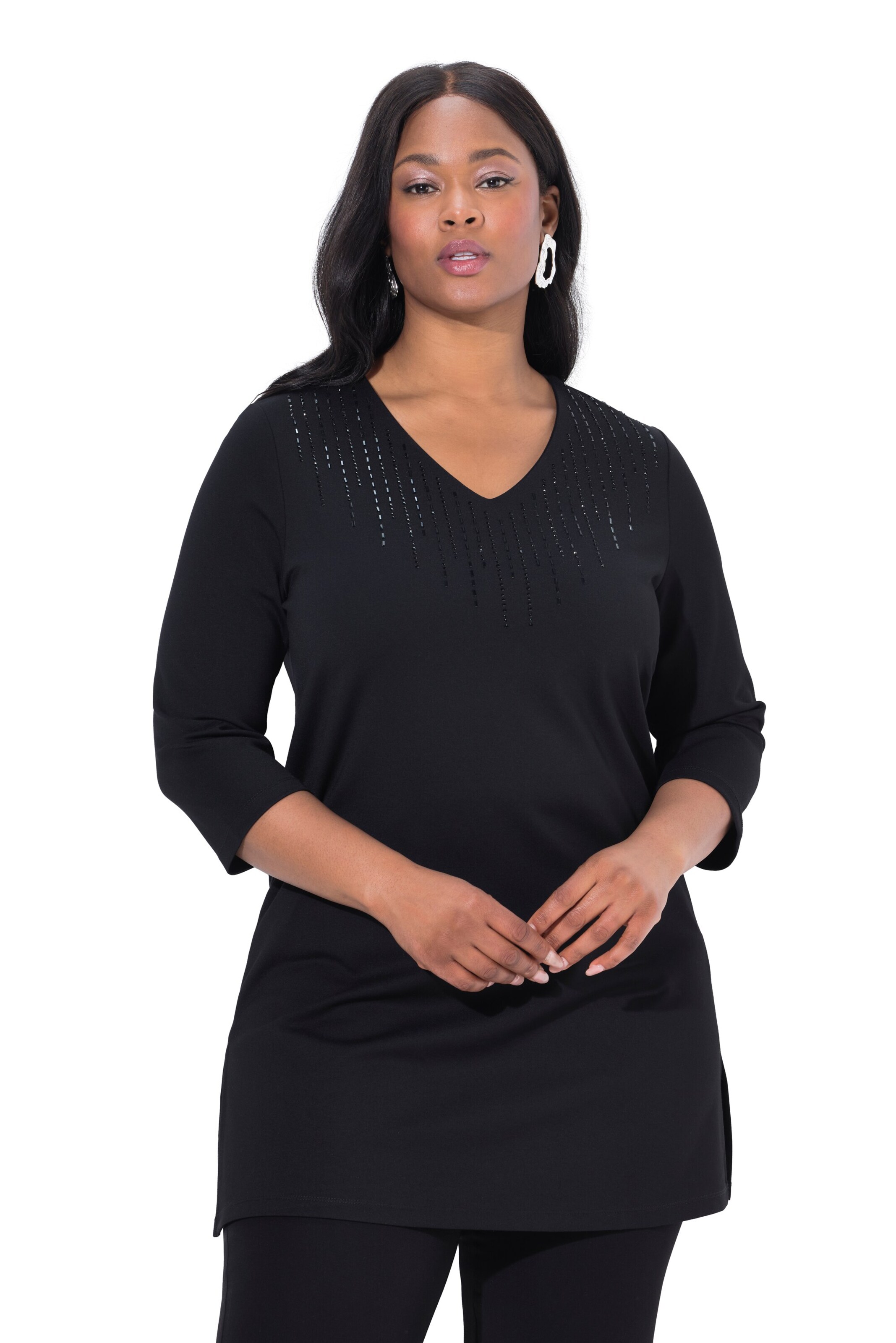 Ulla Popken Shirt in Zwart: voorkant