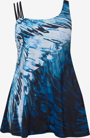 Ulla Popken T-shirt Swimsuit Dress in Blue: front