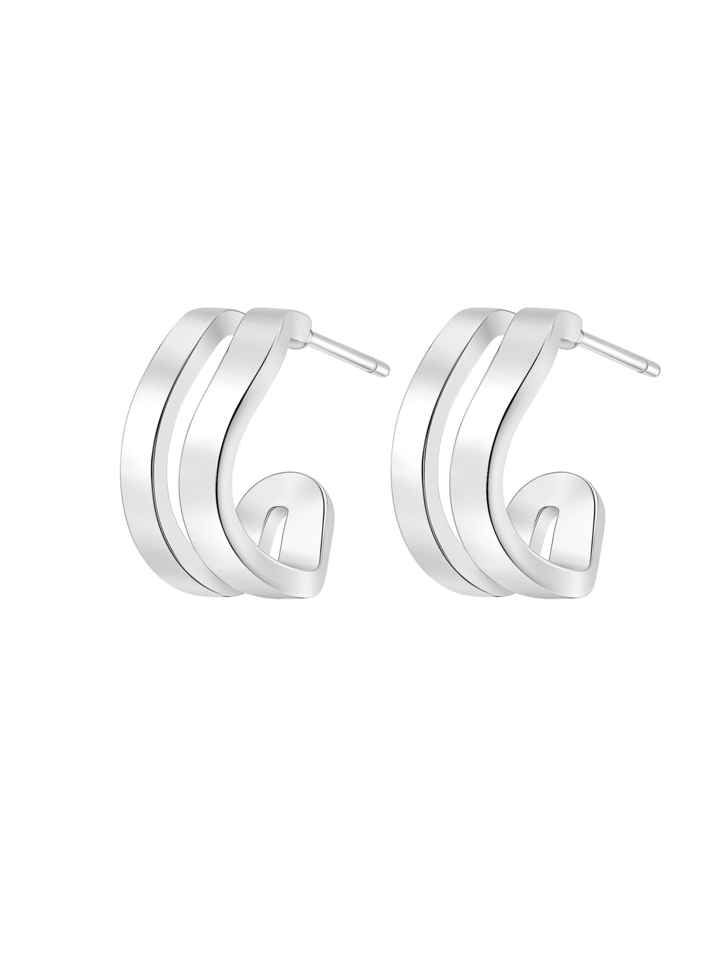 Boucles d'oreilles 'Wave' Hey Happiness en argent : devant