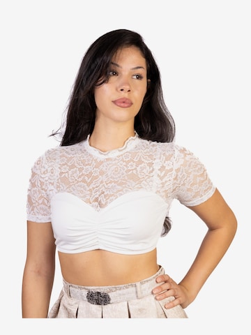 Trachtl Trachtenbluse 'Trachtl Vanessa Trachtenbluse Spitzenbluse' in Weiß: Vorderseite