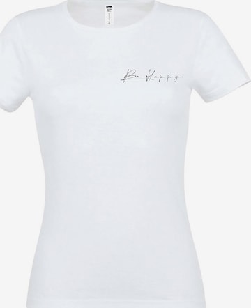 RMK Shirt 'Be Happy' in Weiß: Vorderseite