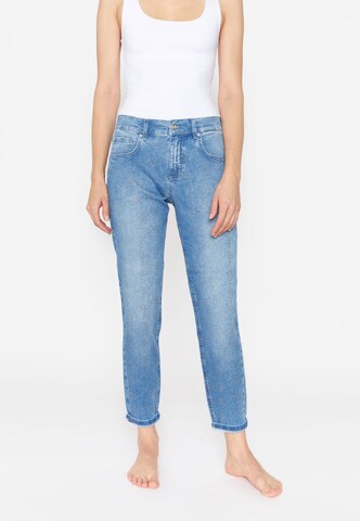 Angels Tapered Boyfriend Jeans Jeans Boyfriend mit Glitzersteinen in Blau: predná strana