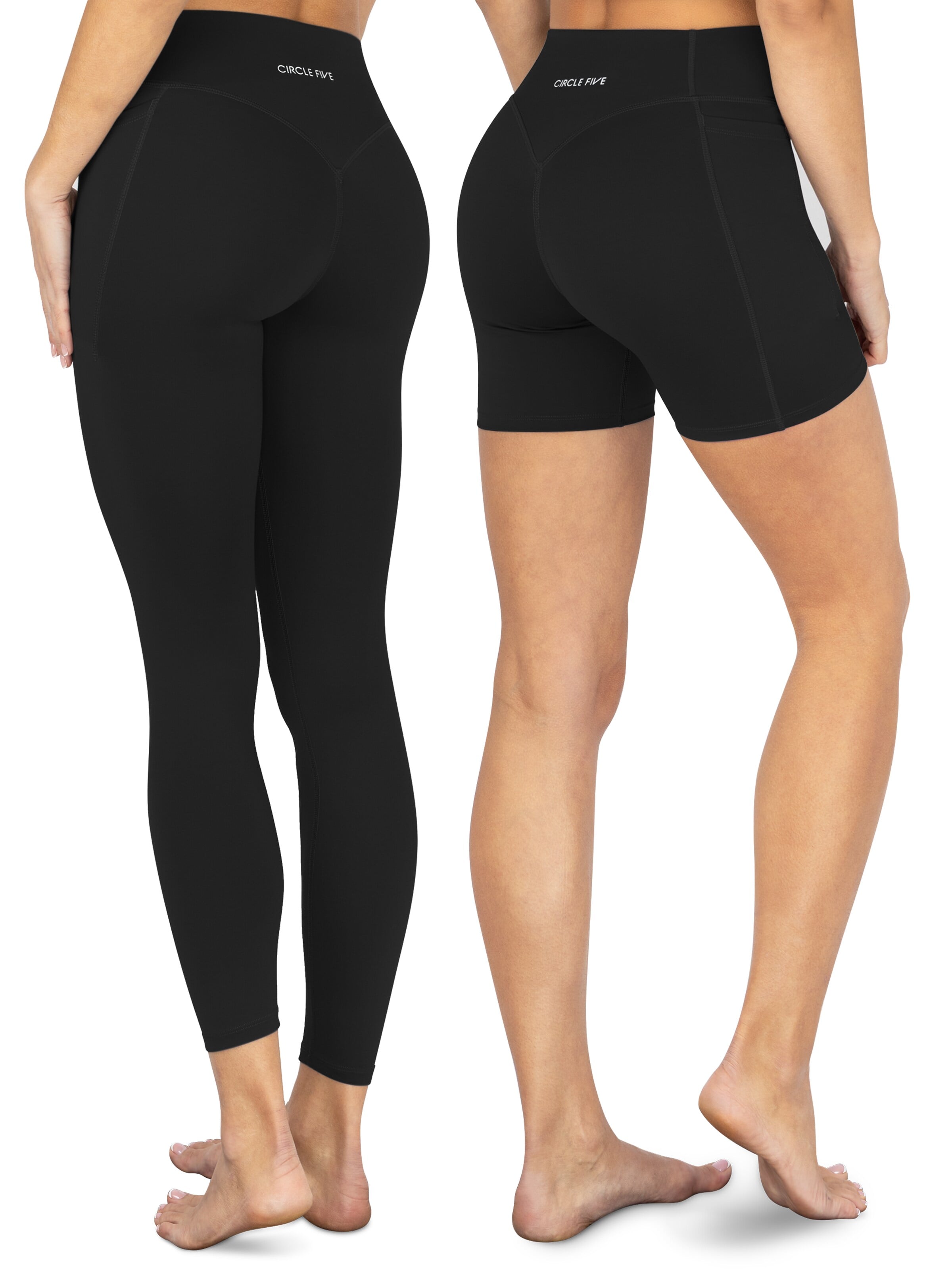 Circle Five Skinny Leggings 'Sport Set 2 pcs (Radlershorts mit Taschen + Leggings mit Taschen)' in Black