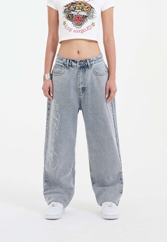 Ed Hardy Loosefit Jeans 'Crystal Roar' in Blauw: voorkant