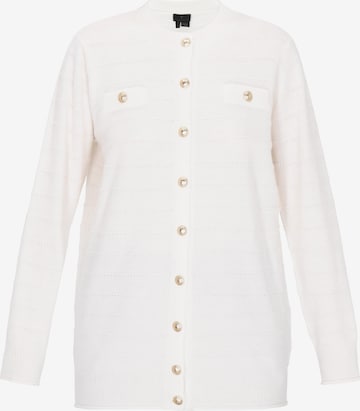 DreiMaster Klassik Πλεκτή ζακέτα 'Classic' σε λευκό: μπροστά