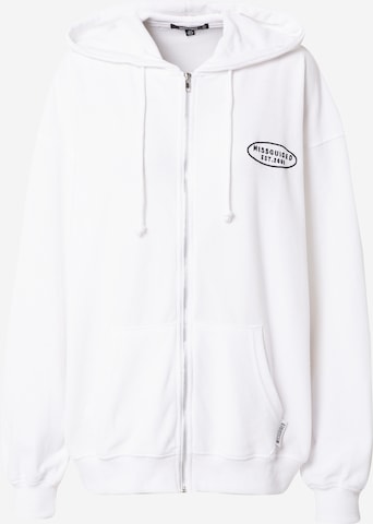 Missguided Zip-Up Hoodie in White: front