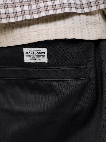 JACK & JONES Wide leg Pressveckad byxa 'JPSTOWEN DREW' i svart